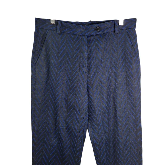 Madewell Et Sezane Blue Chevron Patterned Crop Trouser Pant - Picture 2 of 9